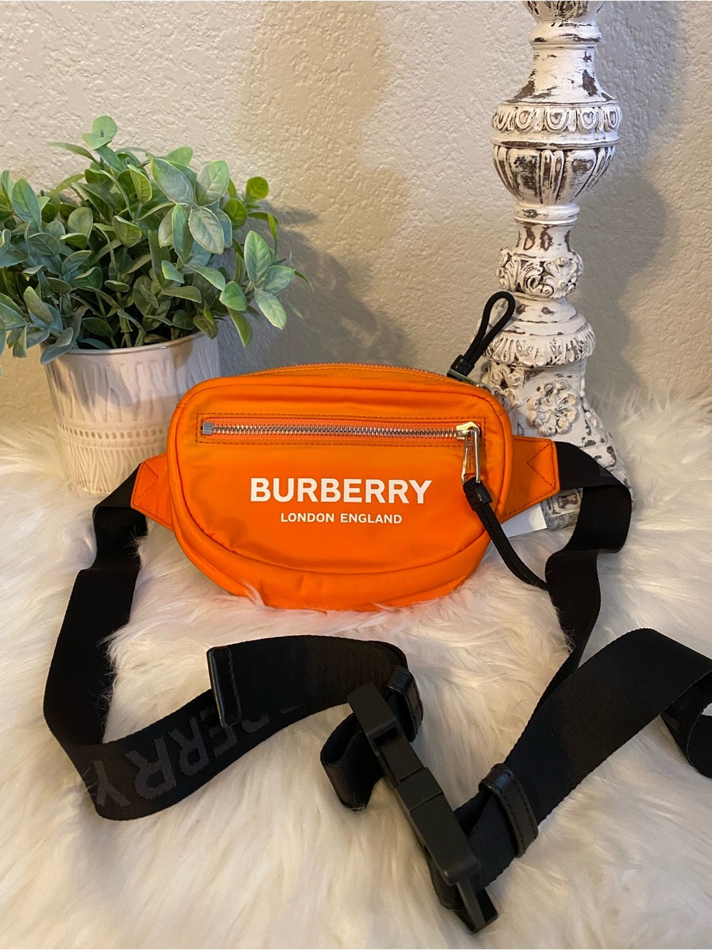 Burberry Orange Nylon Belt Bag / Fanny Pack